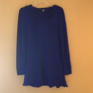 Long royal blue hooded tunic